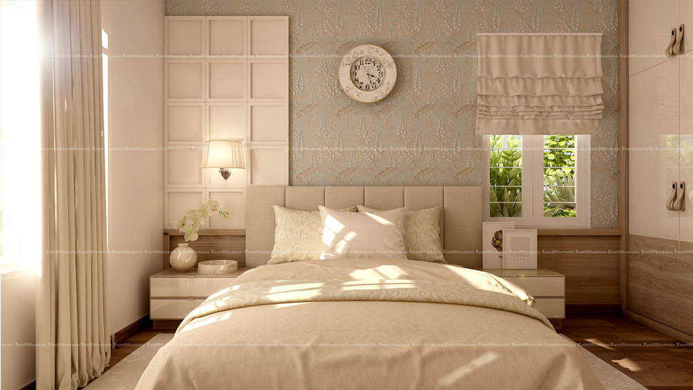 FabModula white themed bedroom with queen size bed