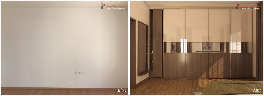 FabModula before and after wooden cupboard