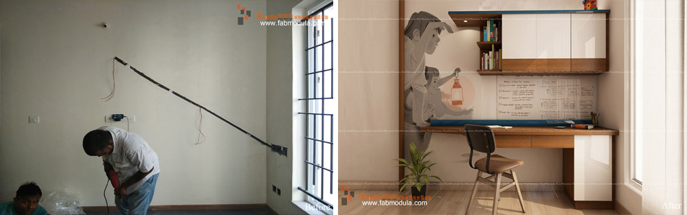 FabModula before and after corner study area